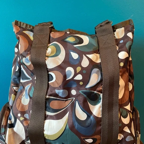 Lesportsac Brown and Blue Tote Bag with Retro Design - Picture 4 of 7